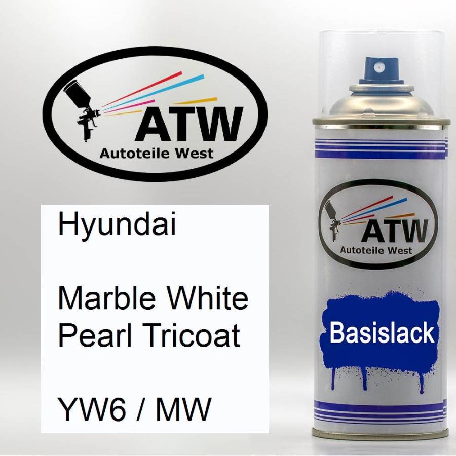Hyundai, Marble White Pearl Tricoat, YW6 / MW: 400ml Sprühdose, von ATW Autoteile West.
